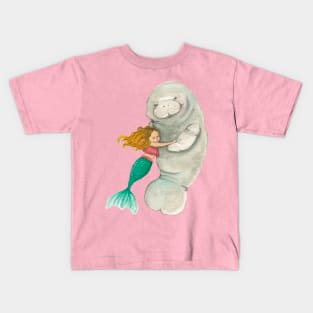 The mermaid and the manatee Kids T-Shirt